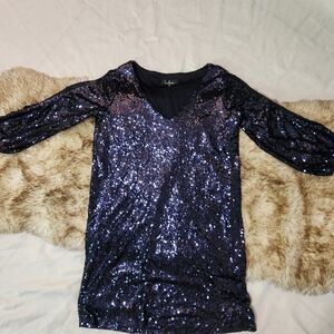 Lulus Navy Blue Sparkling Sequin Dress Size-S